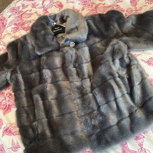 Dennis Basso Gray Faux Fur Jacket